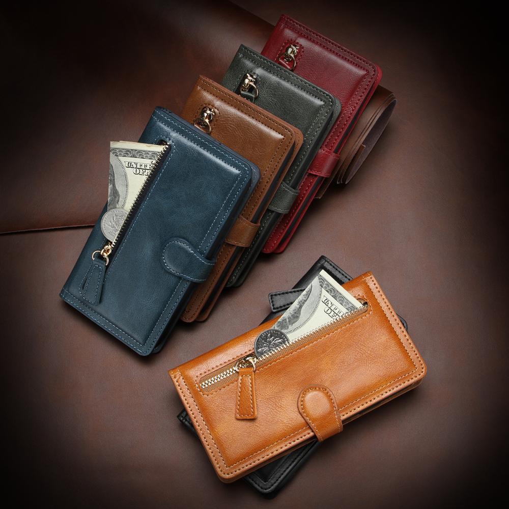 Luxury Leather Flip Wallet Case For iPhone 14 13 12 11 Pro MAX  X XS XR Card Holder Stand Cover Retro Brown Card Holder Slots Pocket Case PU Leather Magnetic Closure Kickstand Shockproof Flip Case Stevvex