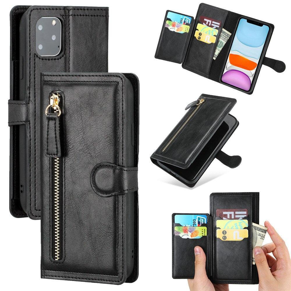 Luxury Leather Flip Wallet Case For iPhone 14 13 Pro MAX 11 12 Mini X XS XR Card Holder Stand Cover Shockproof PU Leather Wallet Card Holder Slots Cover Iphone Phone Case With Magnetic Buckle Stevvex
