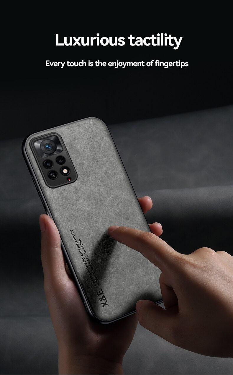 Luxury Leather Magnetic Case For Xiaomi Redmi Note 11 10 9 11E Pro 11S 10S 12 12X 10C POCO X3 NFC Pro F3 Covers With Metal Plate  Leather Premium Back Cover Mobile Phone Case Flexible Protective Ultra Thin Scratchproof Phone Cover Stevvex