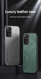 Luxury Leather Magnetic Case For Xiaomi Redmi Note 11 10 9 11E Pro 11S 10S 12 12X 10C POCO X3 NFC Pro F3 Covers With Metal Plate  Leather Premium Back Cover Mobile Phone Case Flexible Protective Ultra Thin Scratchproof Phone Cover Stevvex
