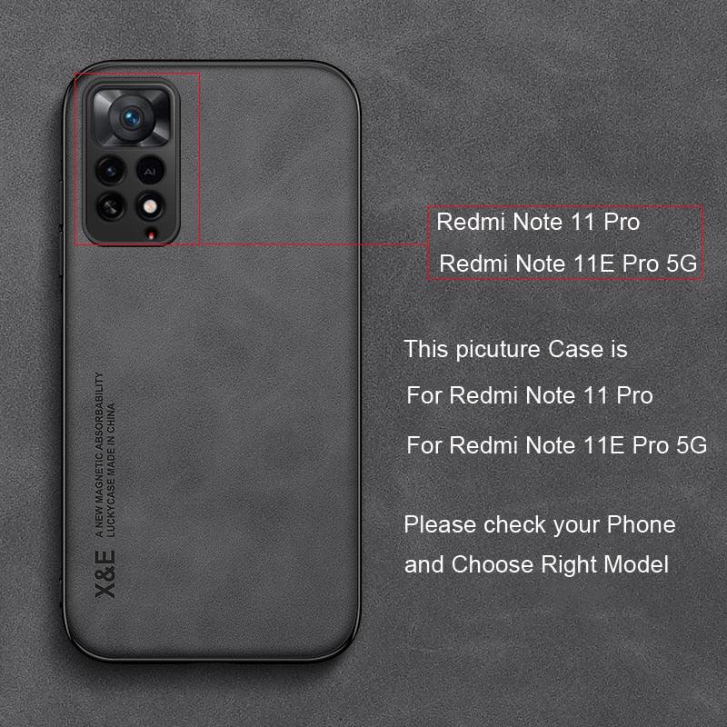 Luxury Leather Magnetic Case For Xiaomi Redmi Note 11 10 9 11E Pro 11S 10S 12 12X 10C POCO X3 NFC Pro F3 Covers With Metal Plate  Leather Premium Back Cover Mobile Phone Case Flexible Protective Ultra Thin Scratchproof Phone Cover Stevvex