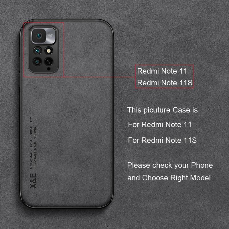 Luxury Leather Magnetic Case For Xiaomi Redmi Note 11 10 9 11E Pro 11S 10S 12 12X 10C POCO X3 NFC Pro F3 Covers With Metal Plate  Leather Premium Back Cover Mobile Phone Case Flexible Protective Ultra Thin Scratchproof Phone Cover Stevvex