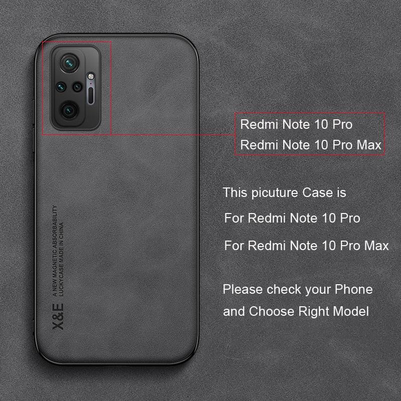 Luxury Leather Magnetic Case For Xiaomi Redmi Note 11 10 9 11E Pro 11S 10S 12 12X 10C POCO X3 NFC Pro F3 Covers With Metal Plate  Leather Premium Back Cover Mobile Phone Case Flexible Protective Ultra Thin Scratchproof Phone Cover Stevvex