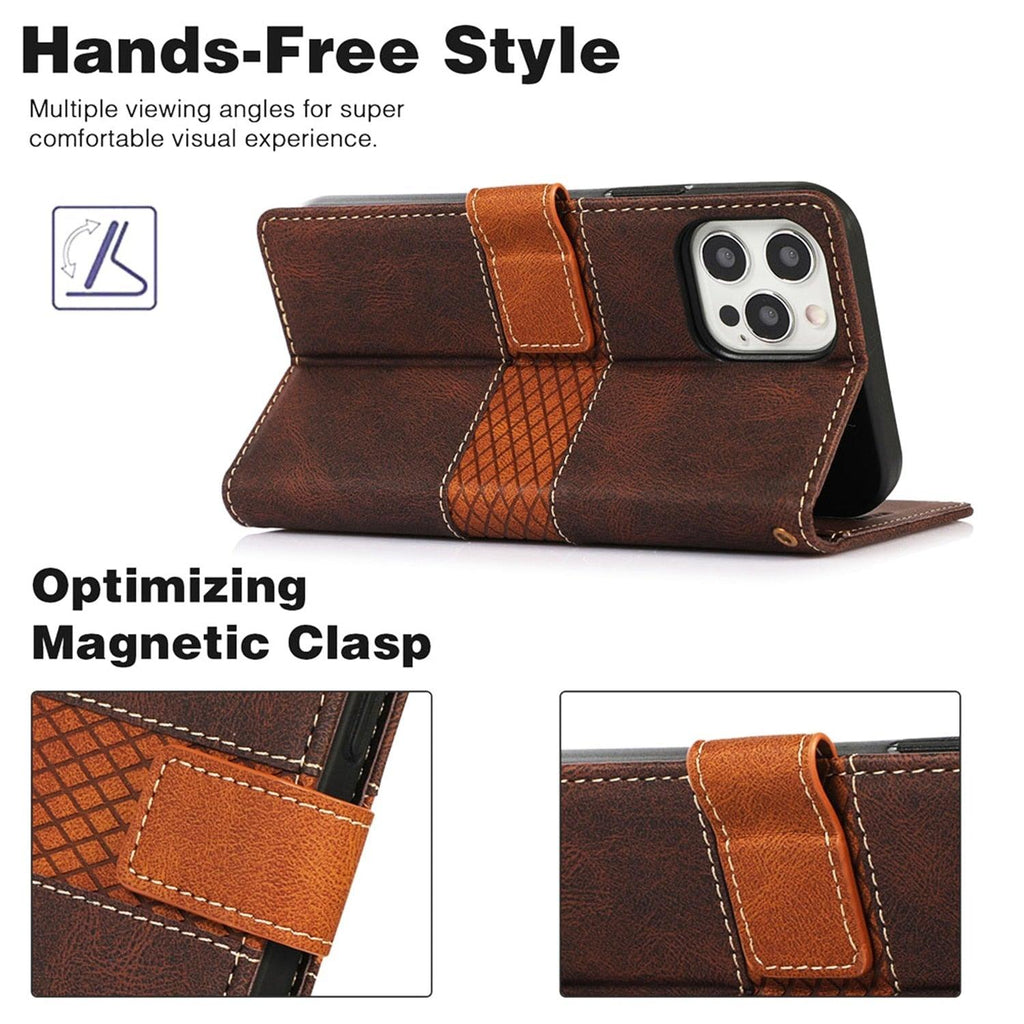 Luxury Leather Magnetic Flip Case For iPhone 14 13 12 Mini 11 Pro XS Max X XR 6 6s 8 7 Plus SE Wallet Card Phone Cover PU Leather Wallet Case with Card Pockets Back Flip Cover for iPhone Stevvex