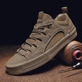 Luxury Leather Men's Sneakers Lace Up Mens Casual Outdoor Canvas Shoes Handmade Fashion Walking Sneakers Comfortable Modern Design Sneakers For Man Stevvex