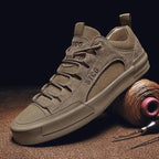 Luxury Leather Men's Sneakers Lace Up Mens Casual Outdoor Canvas Shoes Handmade Fashion Walking Sneakers Comfortable Modern Design Sneakers For Man Stevvex