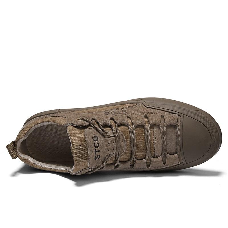 Luxury Leather Men's Sneakers Lace Up Mens Casual Outdoor Canvas Shoes Handmade Fashion Walking Sneakers Comfortable Modern Design Sneakers For Man Stevvex