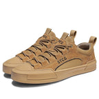 Luxury Leather Men's Sneakers Lace Up Mens Casual Outdoor Canvas Shoes Handmade Fashion Walking Sneakers Comfortable Modern Design Sneakers For Man Stevvex