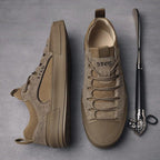 Luxury Leather Men's Sneakers Lace Up Mens Casual Outdoor Canvas Shoes Handmade Fashion Walking Sneakers Comfortable Modern Design Sneakers For Man Stevvex