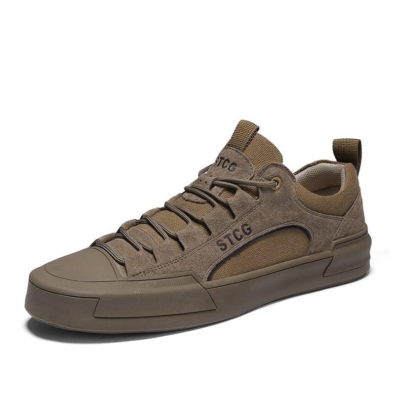 Luxury Leather Men's Sneakers Lace Up Mens Casual Outdoor Canvas Shoes Handmade Fashion Walking Sneakers Comfortable Modern Design Sneakers For Man Stevvex