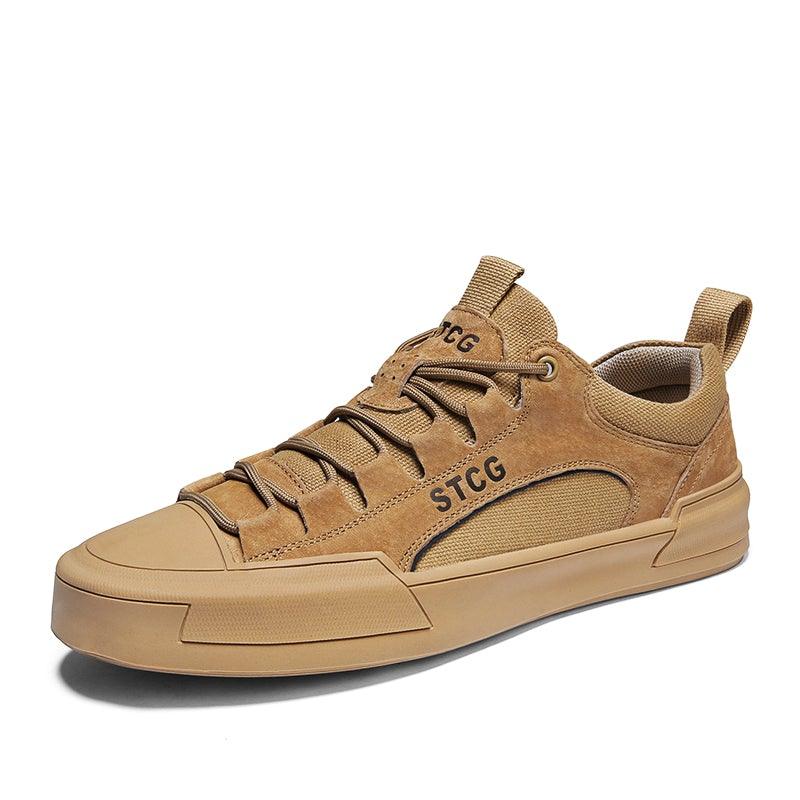 Luxury Leather Men's Sneakers Lace Up Mens Casual Outdoor Canvas Shoes Handmade Fashion Walking Sneakers Comfortable Modern Design Sneakers For Man Stevvex