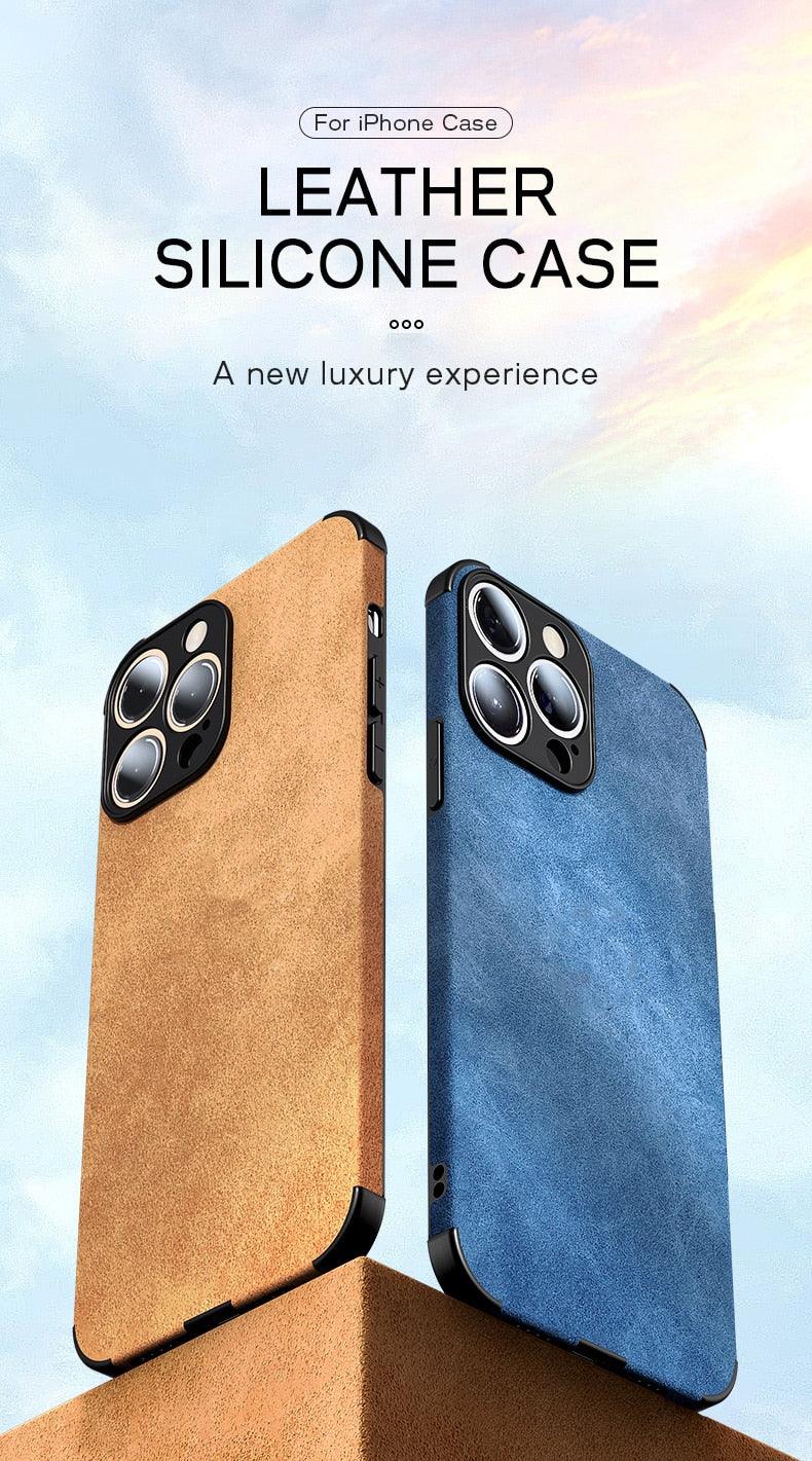 Luxury Leather Phone Case For iPhone 14 13 12 11 Pro Max Mini X XS XR 7 8 Plus SE Retro Solid Color Soft Silicone Cover PU Leather Classic Luxury Business Slim Cover Non-Slip Anti Scratch Full Protective Phone Cases Stevvex