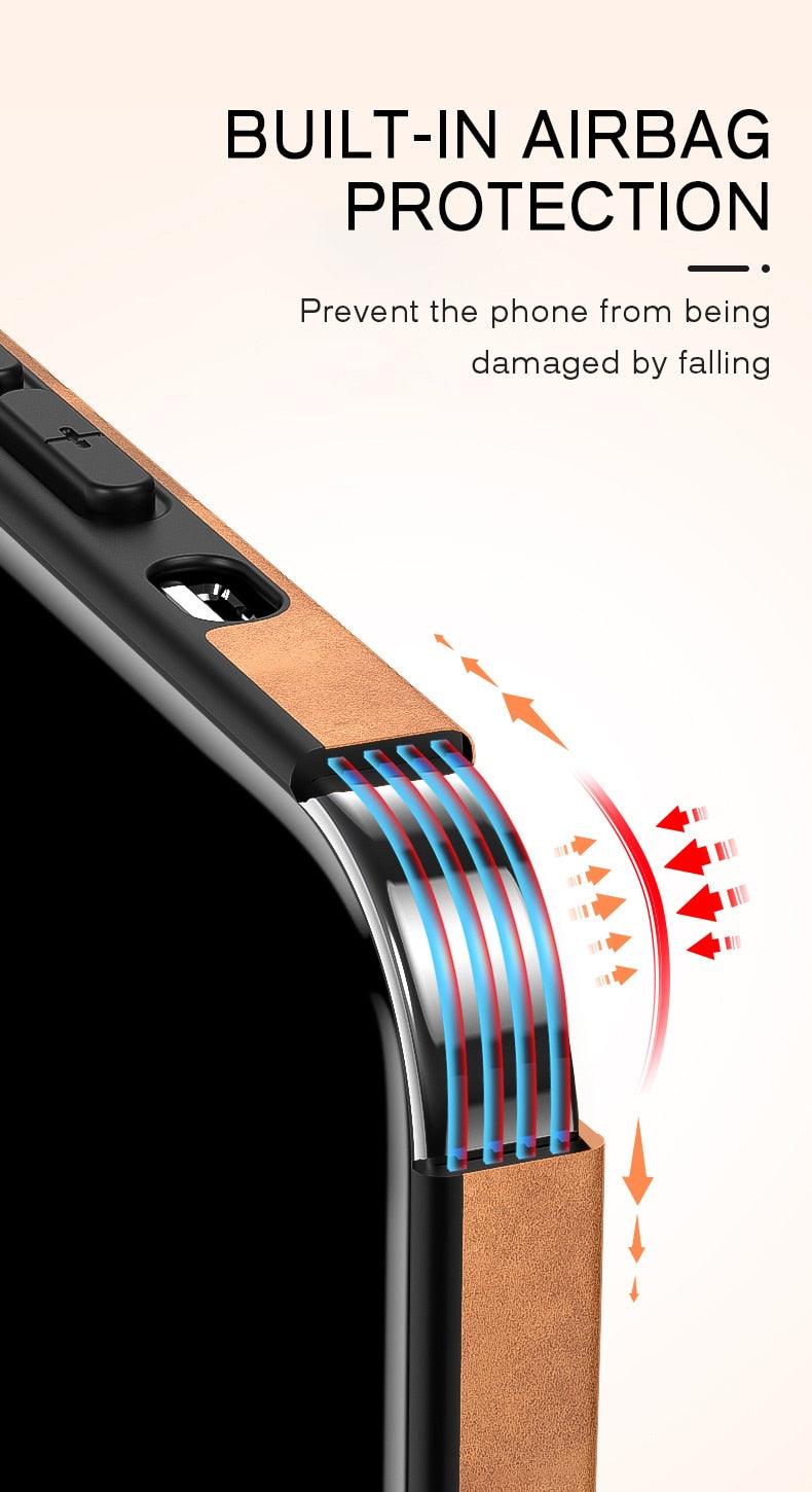 Luxury Leather Phone Case For iPhone 14 13 12 11 Pro Max Mini X XS XR 7 8 Plus SE Retro Solid Color Soft Silicone Cover PU Leather Classic Luxury Business Slim Cover Non-Slip Anti Scratch Full Protective Phone Cases Stevvex