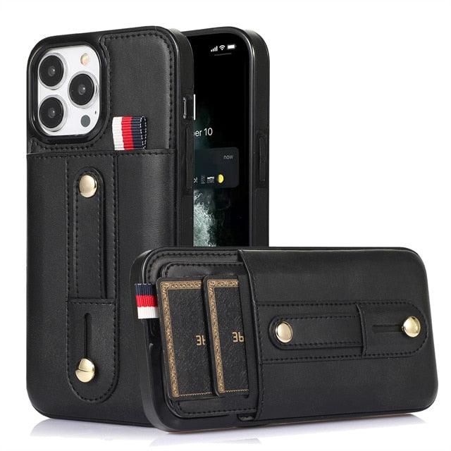Luxury Leather Phone Case For iPhone 14 13 12 Mini 11 Pro X XS Max XR Business Elegant Men Wallet Card Slot Cover Wallet Case With Card Holder PU Leather iPhone Case Stevvex