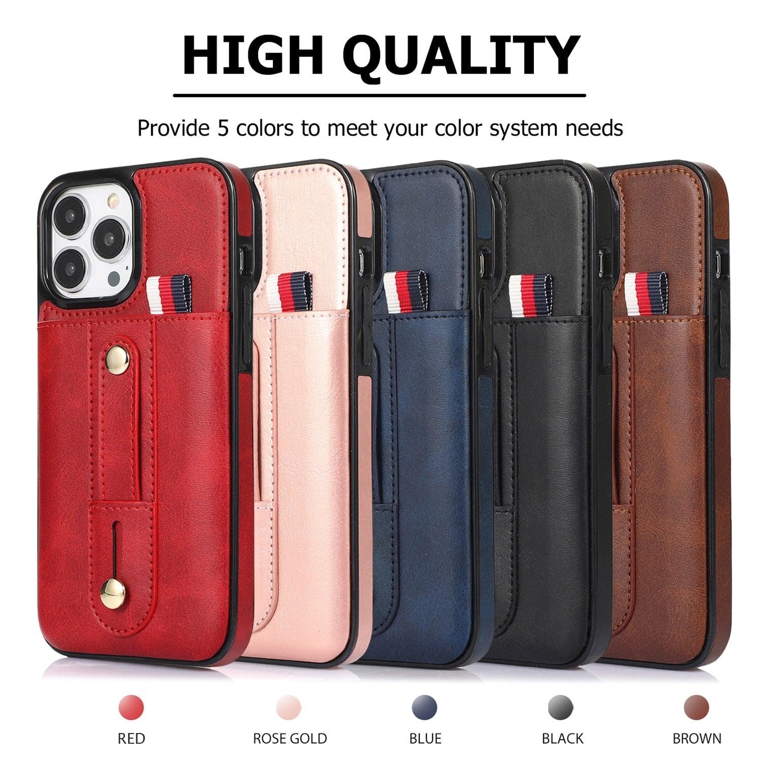 Luxury Leather Phone Case For iPhone 14 13 12 Mini 11 Pro X XS Max XR Business Elegant Men Wallet Card Slot Cover Wallet Case With Card Holder PU Leather iPhone Case Stevvex