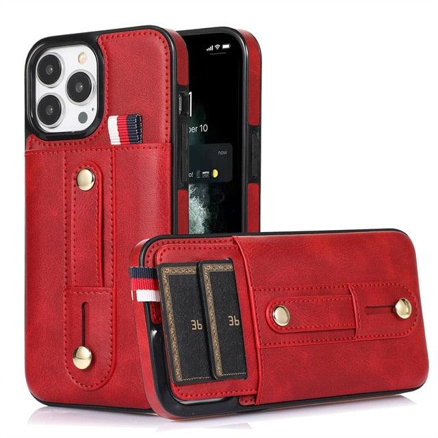 Luxury Leather Phone Case For iPhone 14 13 12 Mini 11 Pro X XS Max XR Business Elegant Men Wallet Card Slot Cover Wallet Case With Card Holder PU Leather iPhone Case Stevvex