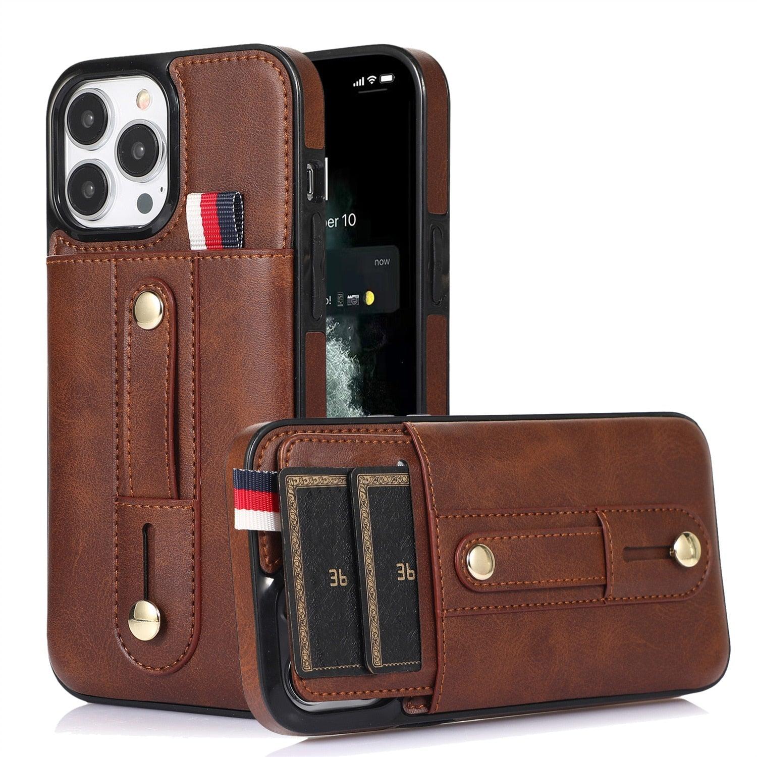 Luxury Leather Phone Case For iPhone 14 13 12 Mini 11 Pro X XS Max XR Business Elegant Men Wallet Card Slot Cover Wallet Case With Card Holder PU Leather iPhone Case Stevvex