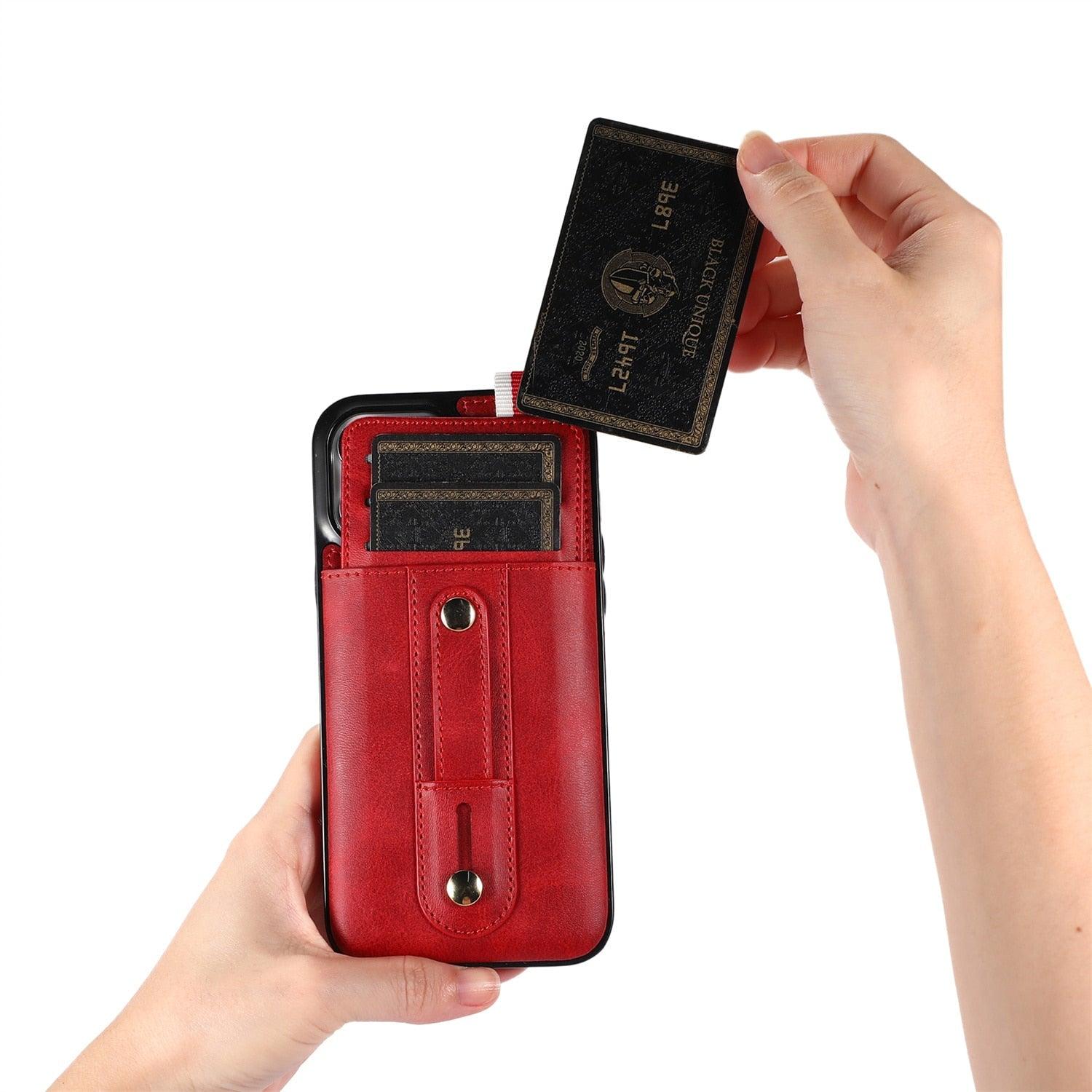 Luxury Leather Phone Case For iPhone 14 13 12 Mini 11 Pro X XS Max XR Business Elegant Men Wallet Card Slot Cover Wallet Case With Card Holder PU Leather iPhone Case Stevvex
