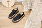 Luxury Leather Womens Sneakers Spring Shoes New Genuine Leather Casual Women Fashion Flat Girl Student Shoes Comfortable Women's Casual Flats Elegant Soft Walking Sneakers Stevvex