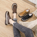 Luxury Leather Womens Sneakers Spring Shoes New Genuine Leather Casual Women Fashion Flat Girl Student Shoes Comfortable Women's Casual Flats Elegant Soft Walking Sneakers Stevvex