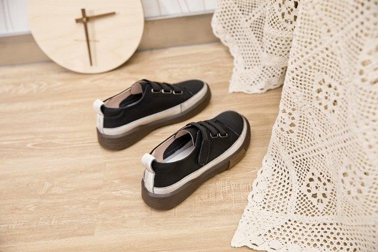 Luxury Leather Womens Sneakers Spring Shoes New Genuine Leather Casual Women Fashion Flat Girl Student Shoes Comfortable Women's Casual Flats Elegant Soft Walking Sneakers Stevvex