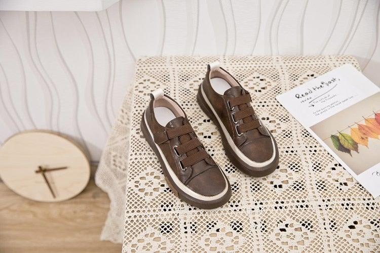 Luxury Leather Womens Sneakers Spring Shoes New Genuine Leather Casual Women Fashion Flat Girl Student Shoes Comfortable Women's Casual Flats Elegant Soft Walking Sneakers Stevvex