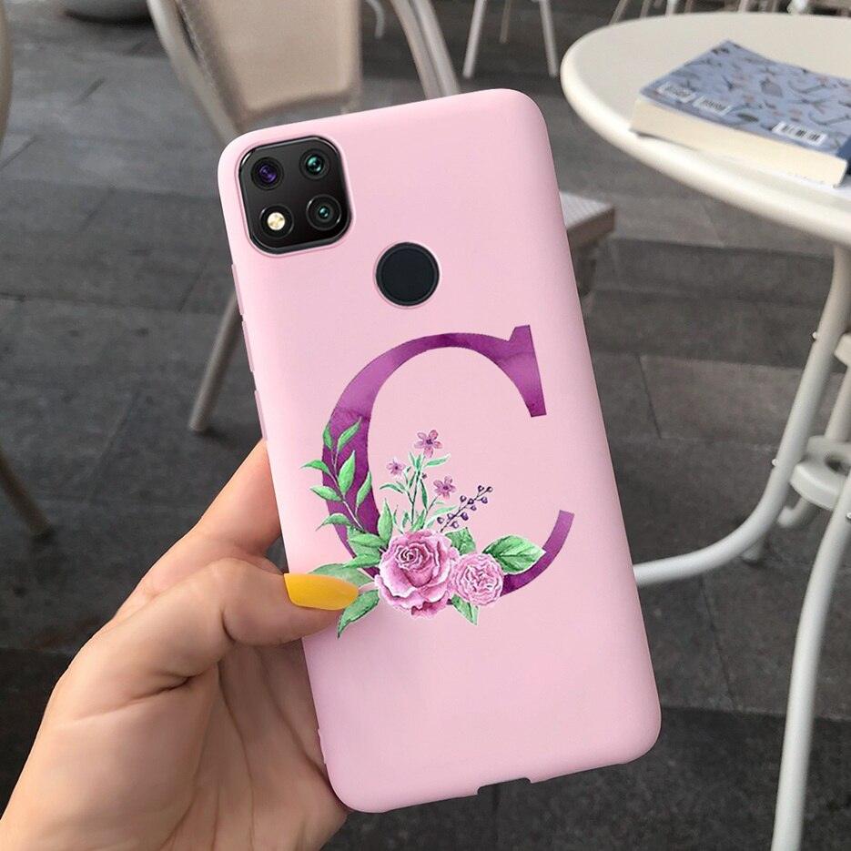 Luxury Letters Case For Xiaomi Redmi 9C 9 C NFC Case Shockproof Bumper Soft Phone Case For Redmi 9 9c 9a Redmi9A 9C 9 Back Cover Alphabet Soft Matte Liquid Silicone Slim Phone Case Stevvex