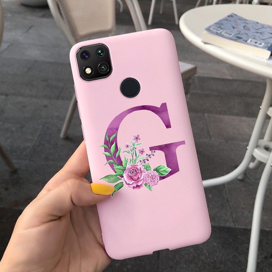Luxury Letters Case For Xiaomi Redmi 9C 9 C NFC Case Shockproof Bumper Soft Phone Case For Redmi 9 9c 9a Redmi9A 9C 9 Back Cover Alphabet Soft Matte Liquid Silicone Slim Phone Case Stevvex