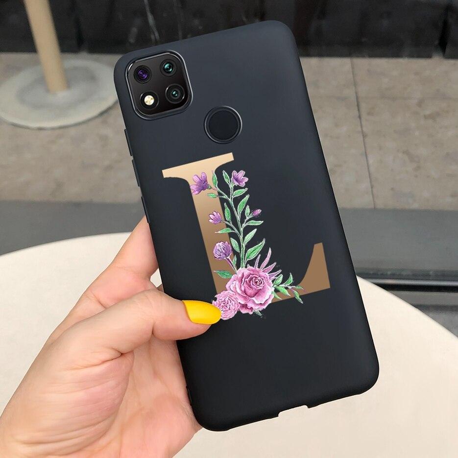 Luxury Letters Case For Xiaomi Redmi 9C 9 C NFC Case Shockproof Bumper Soft Phone Case For Redmi 9 9c 9a Redmi9A 9C 9 Back Cover Alphabet Soft Matte Liquid Silicone Slim Phone Case Stevvex