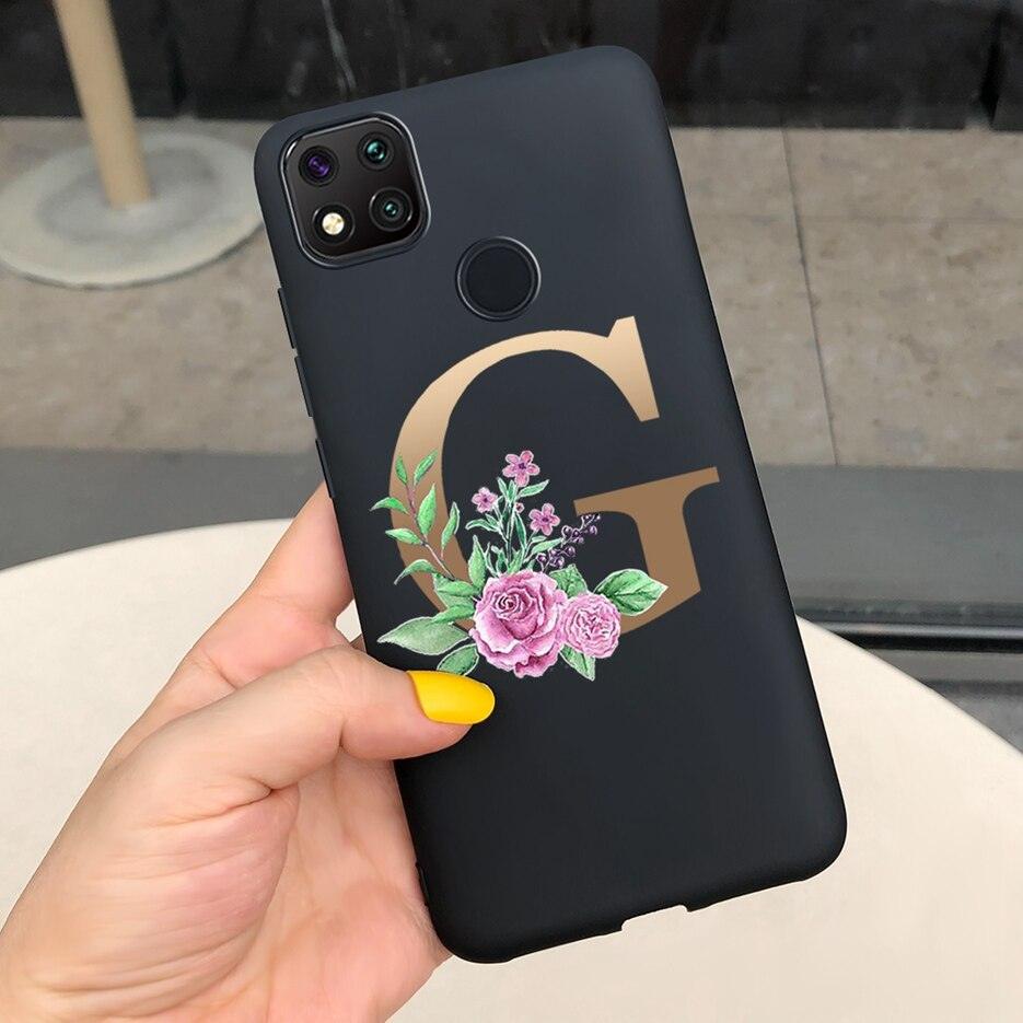 Luxury Letters Case For Xiaomi Redmi 9C 9 C NFC Case Shockproof Bumper Soft Phone Case For Redmi 9 9c 9a Redmi9A 9C 9 Back Cover Alphabet Soft Matte Liquid Silicone Slim Phone Case Stevvex