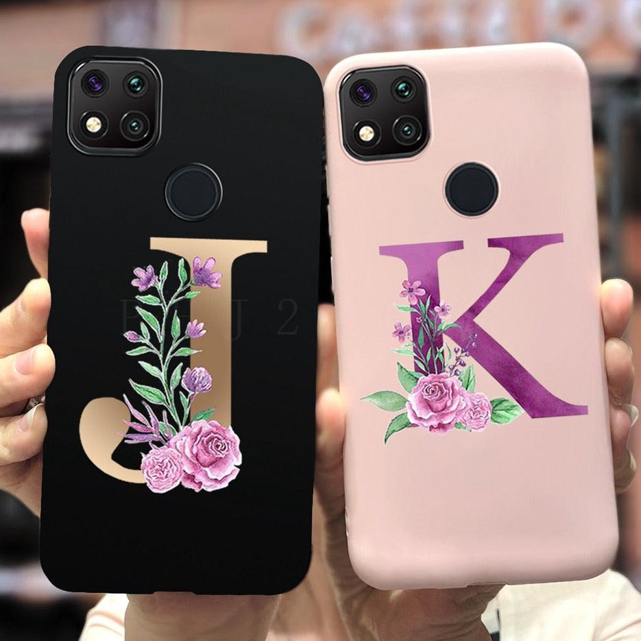 Luxury Letters Case For Xiaomi Redmi 9C 9 C NFC Case Shockproof Bumper Soft Phone Case For Redmi 9 9c 9a Redmi9A 9C 9 Back Cover Alphabet Soft Matte Liquid Silicone Slim Phone Case Stevvex