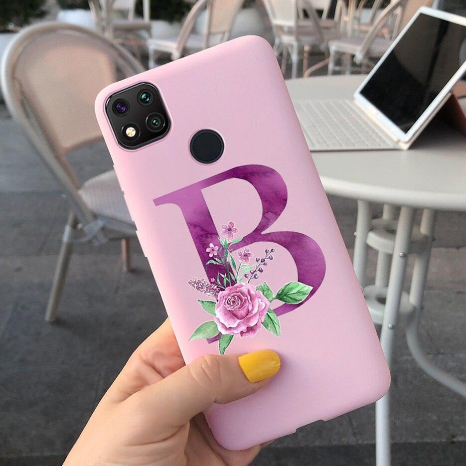 Luxury Letters Case For Xiaomi Redmi 9C 9 C NFC Case Shockproof Bumper Soft Phone Case For Redmi 9 9c 9a Redmi9A 9C 9 Back Cover Alphabet Soft Matte Liquid Silicone Slim Phone Case Stevvex