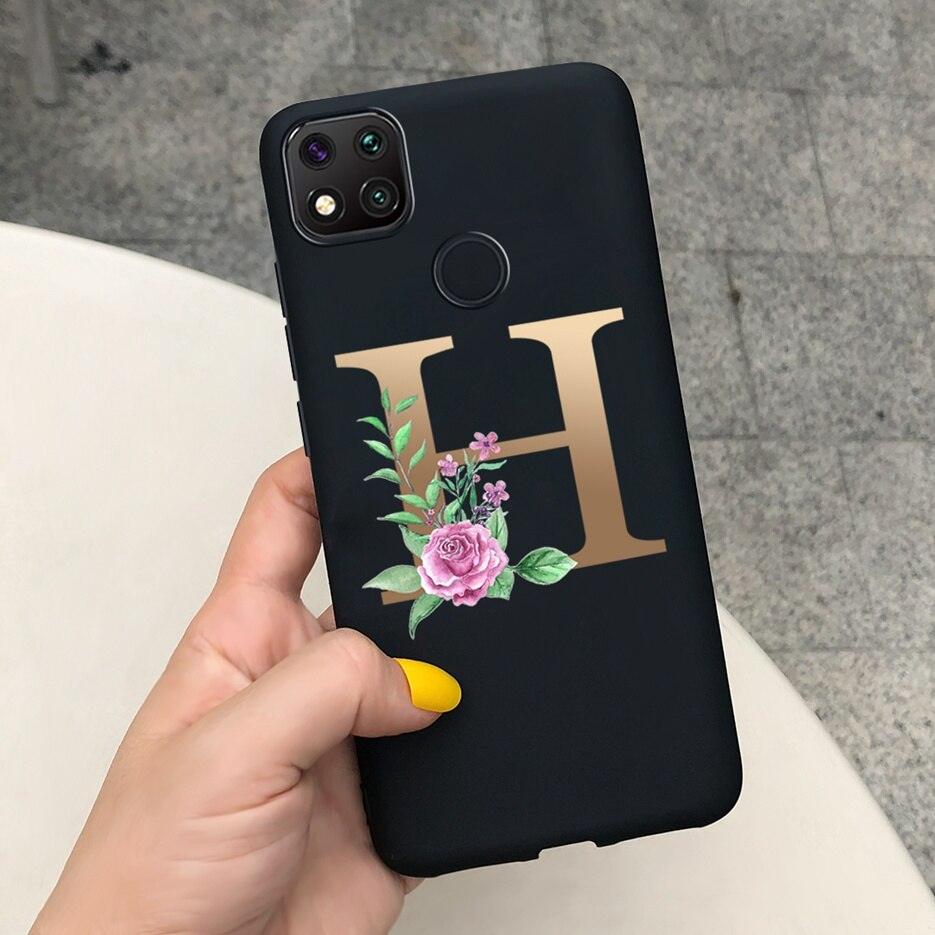 Luxury Letters Case For Xiaomi Redmi 9C 9 C NFC Case Shockproof Bumper Soft Phone Case For Redmi 9 9c 9a Redmi9A 9C 9 Back Cover Alphabet Soft Matte Liquid Silicone Slim Phone Case Stevvex