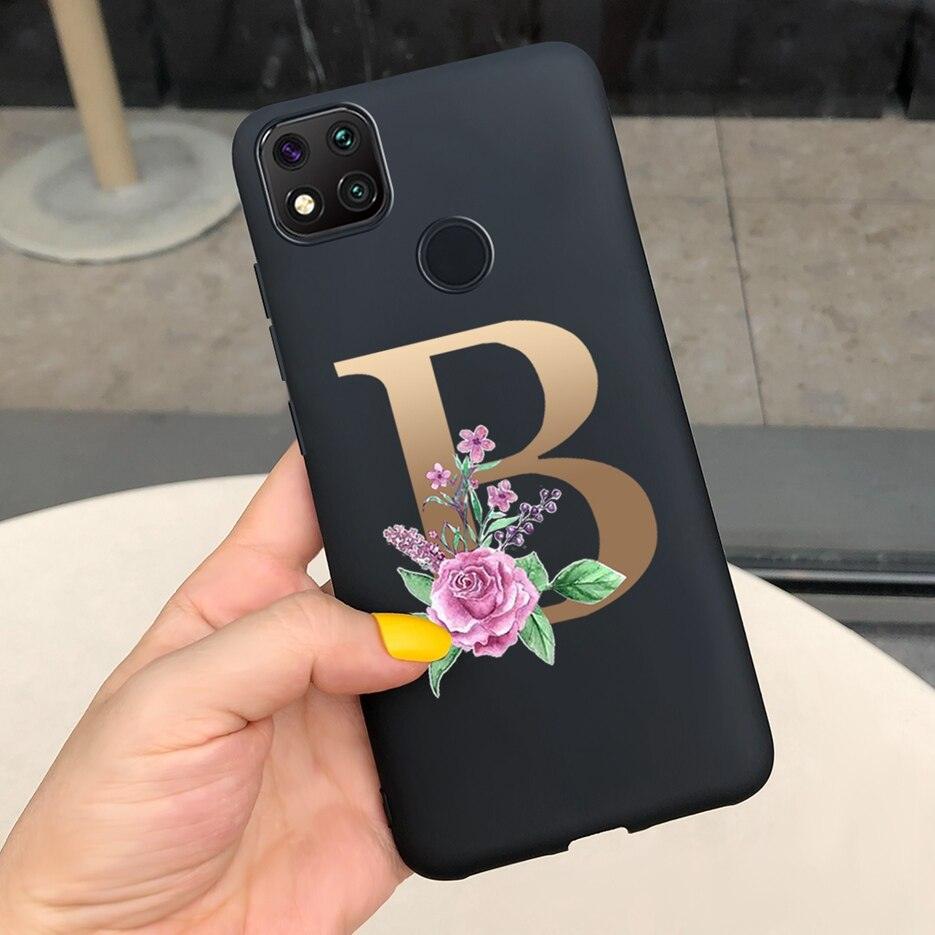 Luxury Letters Case For Xiaomi Redmi 9C 9 C NFC Case Shockproof Bumper Soft Phone Case For Redmi 9 9c 9a Redmi9A 9C 9 Back Cover Alphabet Soft Matte Liquid Silicone Slim Phone Case Stevvex