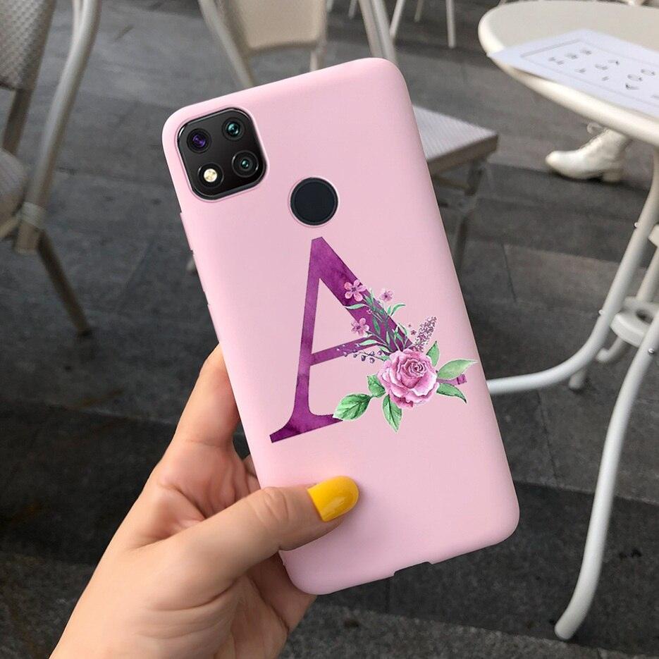 Luxury Letters Case For Xiaomi Redmi 9C 9 C NFC Case Shockproof Bumper Soft Phone Case For Redmi 9 9c 9a Redmi9A 9C 9 Back Cover Alphabet Soft Matte Liquid Silicone Slim Phone Case Stevvex