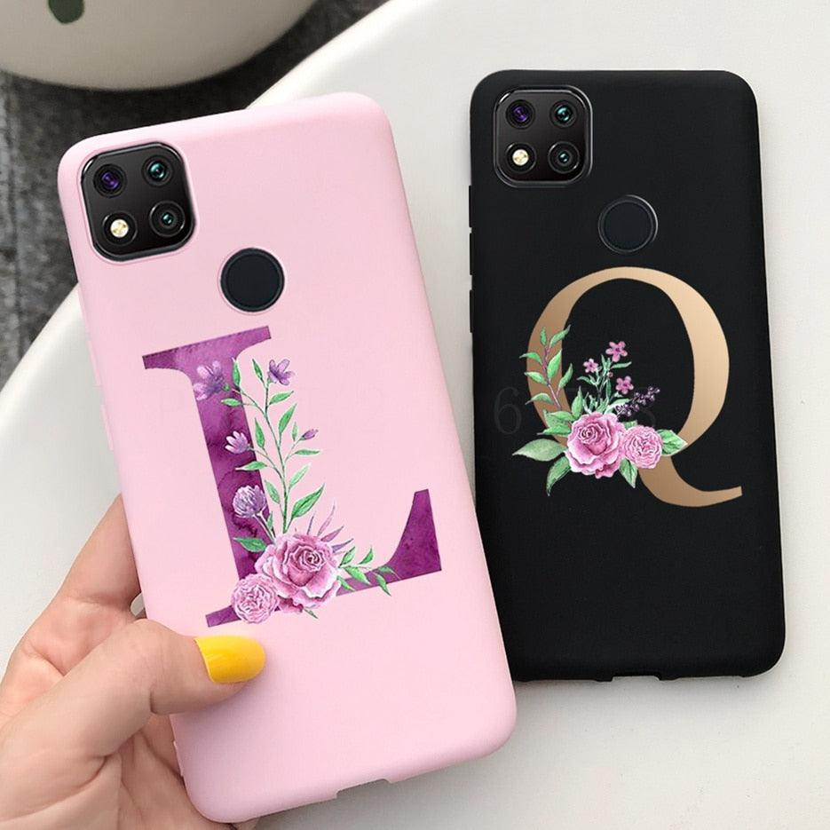 Luxury Letters Case For Xiaomi Redmi 9C 9 C NFC Case Shockproof Bumper Soft Phone Case For Redmi 9 9c 9a Redmi9A 9C 9 Back Cover Alphabet Soft Matte Liquid Silicone Slim Phone Case Stevvex