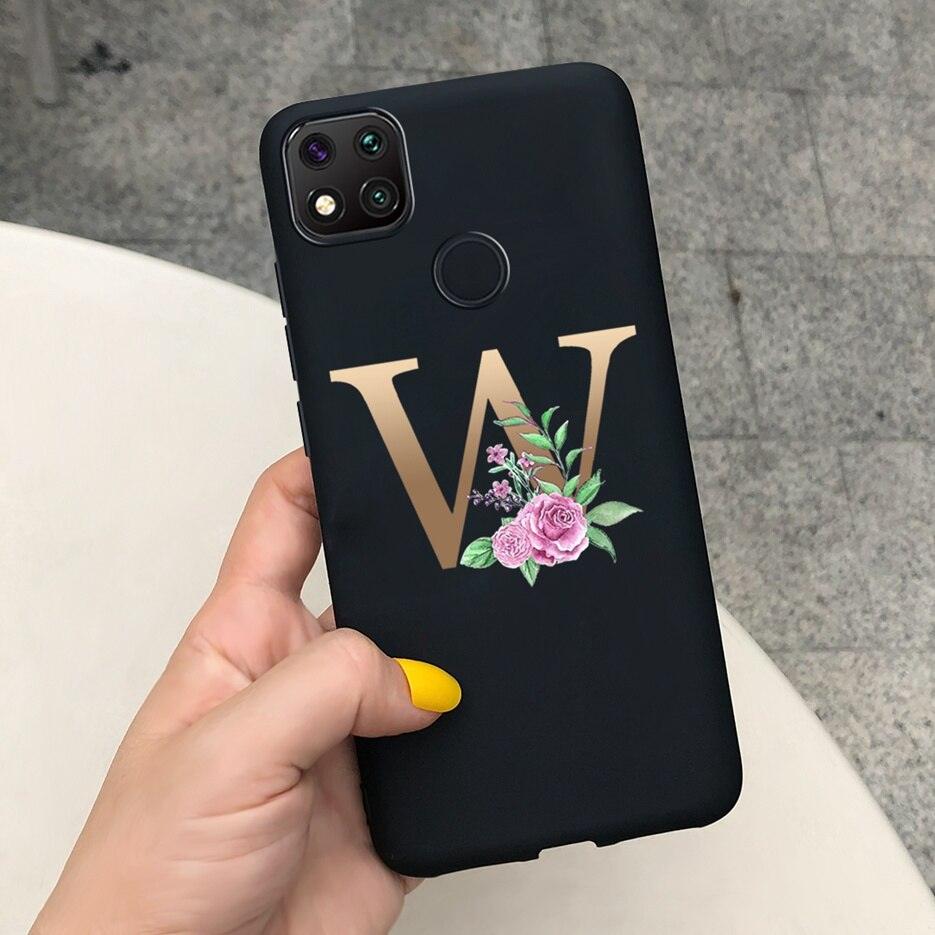Luxury Letters Case For Xiaomi Redmi 9C 9 C NFC Case Shockproof Bumper Soft Phone Case For Redmi 9 9c 9a Redmi9A 9C 9 Back Cover Alphabet Soft Matte Liquid Silicone Slim Phone Case Stevvex