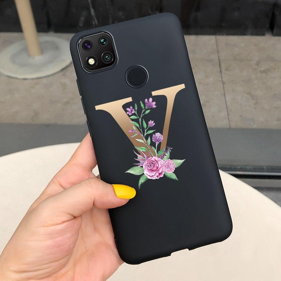 Luxury Letters Case For Xiaomi Redmi 9C 9 C NFC Case Shockproof Bumper Soft Phone Case For Redmi 9 9c 9a Redmi9A 9C 9 Back Cover Alphabet Soft Matte Liquid Silicone Slim Phone Case Stevvex