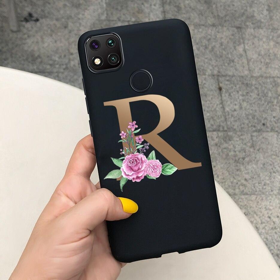 Luxury Letters Case For Xiaomi Redmi 9C 9 C NFC Case Shockproof Bumper Soft Phone Case For Redmi 9 9c 9a Redmi9A 9C 9 Back Cover Alphabet Soft Matte Liquid Silicone Slim Phone Case Stevvex