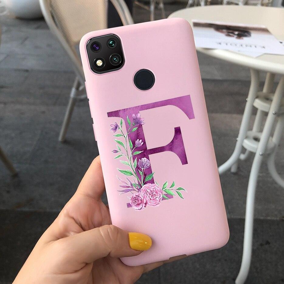 Luxury Letters Case For Xiaomi Redmi 9C 9 C NFC Case Shockproof Bumper Soft Phone Case For Redmi 9 9c 9a Redmi9A 9C 9 Back Cover Alphabet Soft Matte Liquid Silicone Slim Phone Case Stevvex