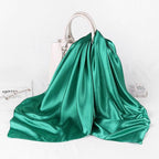 Luxury Long Soft Square Silk Scarves Lightweight Elegant Satin Silk Soft Head Wrap Escharpe Hijab Scarf Muslim Female Silky Shawls Wrap Hair Head Scarves Bandanna For  Women 90*90cm