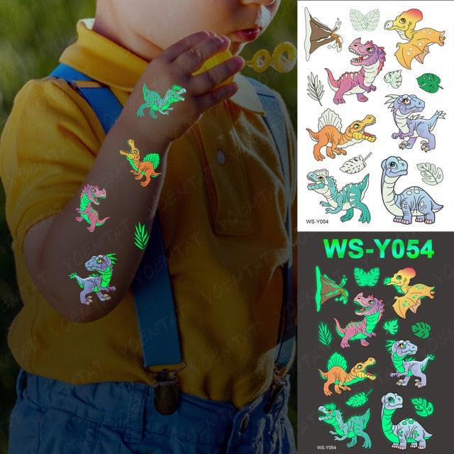 Luxury Luminous Tattoo Stickers Unicorn Stars Temporary Waterproof Luminous Fake Tattoos Stickers Dinosaur Butterfly For Children Stevvex