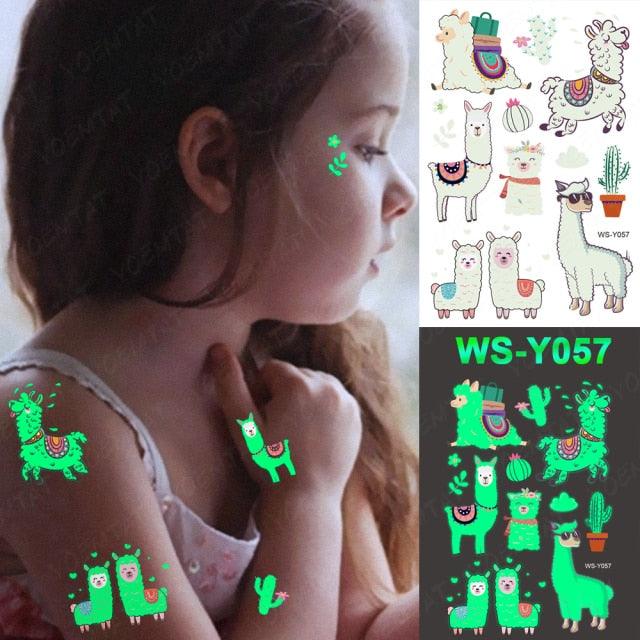 Luxury Luminous Tattoo Stickers Unicorn Stars Temporary Waterproof Luminous Fake Tattoos Stickers Dinosaur Butterfly For Children Stevvex