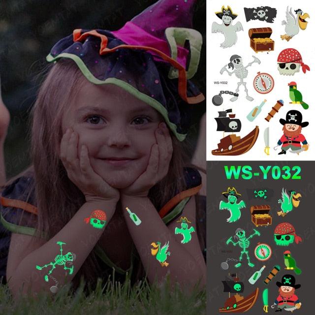 Luxury Luminous Tattoo Stickers Unicorn Stars Temporary Waterproof Luminous Fake Tattoos Stickers Dinosaur Butterfly For Children Stevvex