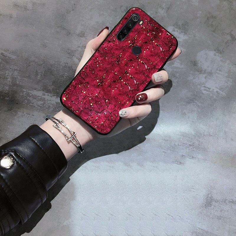 Luxury Marble Gold Foil Phone Case For Xiaomi Redmi Note 9 9S 8 8T 7 6 5 Pro 9A 9C 8A 7A 6A 10X 5G Coque Soft Silicone Cover Luxury Marble Pattern Bling Shell Back Mirror Glass Case Cover with Soft Bumper and Hybrid Technology Stevvex
