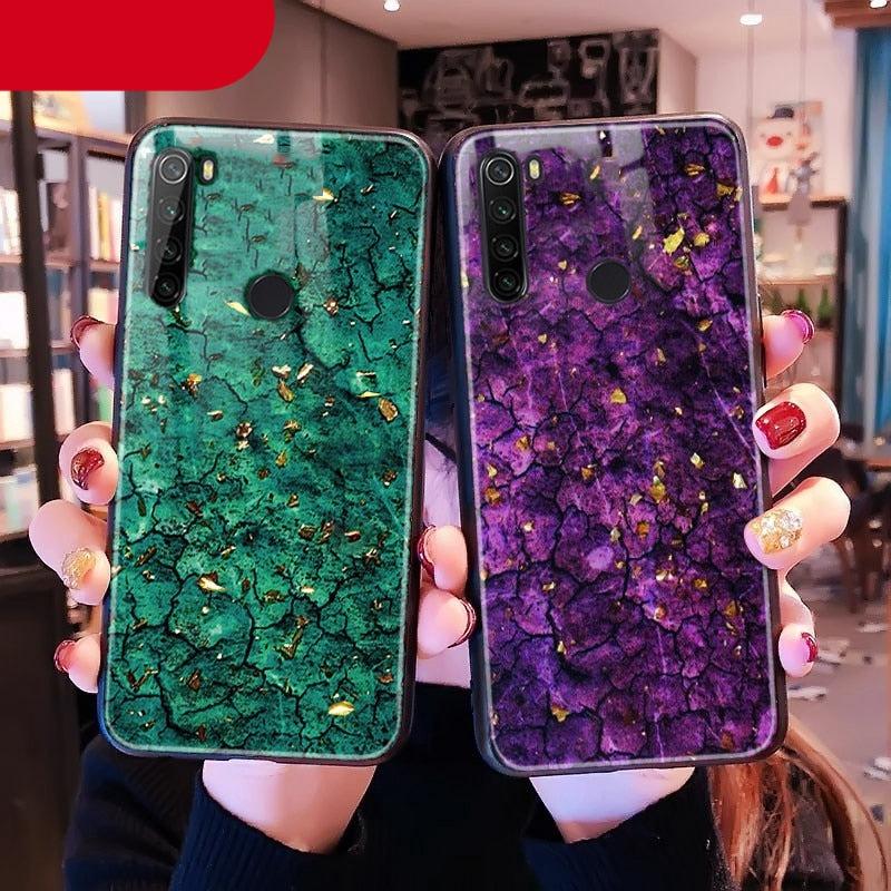 Luxury Marble Gold Foil Phone Case For Xiaomi Redmi Note 9 9S 8 8T 7 6 5 Pro 9A 9C 8A 7A 6A 10X 5G Coque Soft Silicone Cover Luxury Marble Pattern Bling Shell Back Mirror Glass Case Cover with Soft Bumper and Hybrid Technology Stevvex