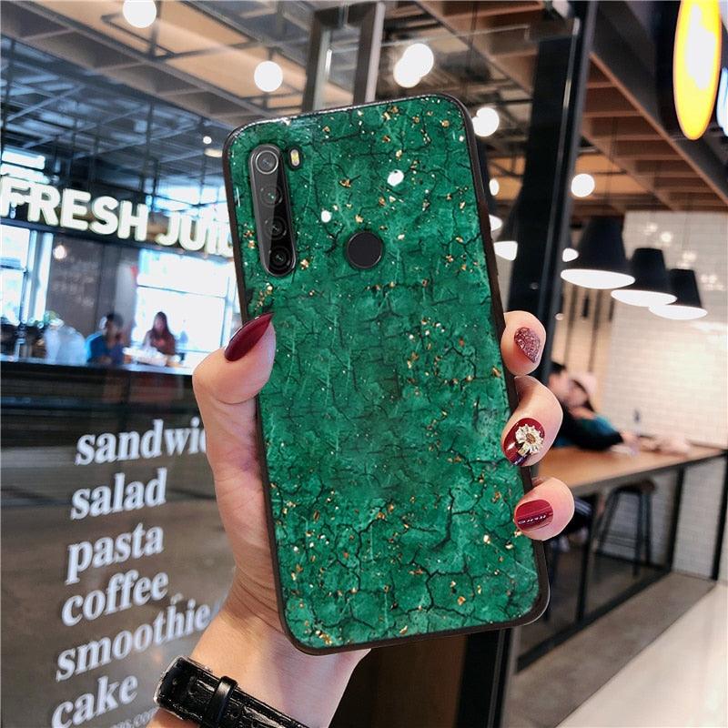 Luxury Marble Gold Foil Phone Case For Xiaomi Redmi Note 9 9S 8 8T 7 6 5 Pro 9A 9C 8A 7A 6A 10X 5G Coque Soft Silicone Cover Luxury Marble Pattern Bling Shell Back Mirror Glass Case Cover with Soft Bumper and Hybrid Technology Stevvex