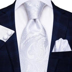 Luxury Men Silk Necktie Pocket Square Matching Handkerchief  Cufflinks Set Formal Design Printed Business Necktie For Men Stevvex