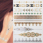 Luxury Metallic Gold Waterproof Temporary Tattoo Feather Elephant Fashion Different Design Tattoos For Womens Stevvex