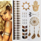 Luxury Metallic Gold Waterproof Temporary Tattoo Feather Elephant Fashion Different Design Tattoos For Womens Stevvex